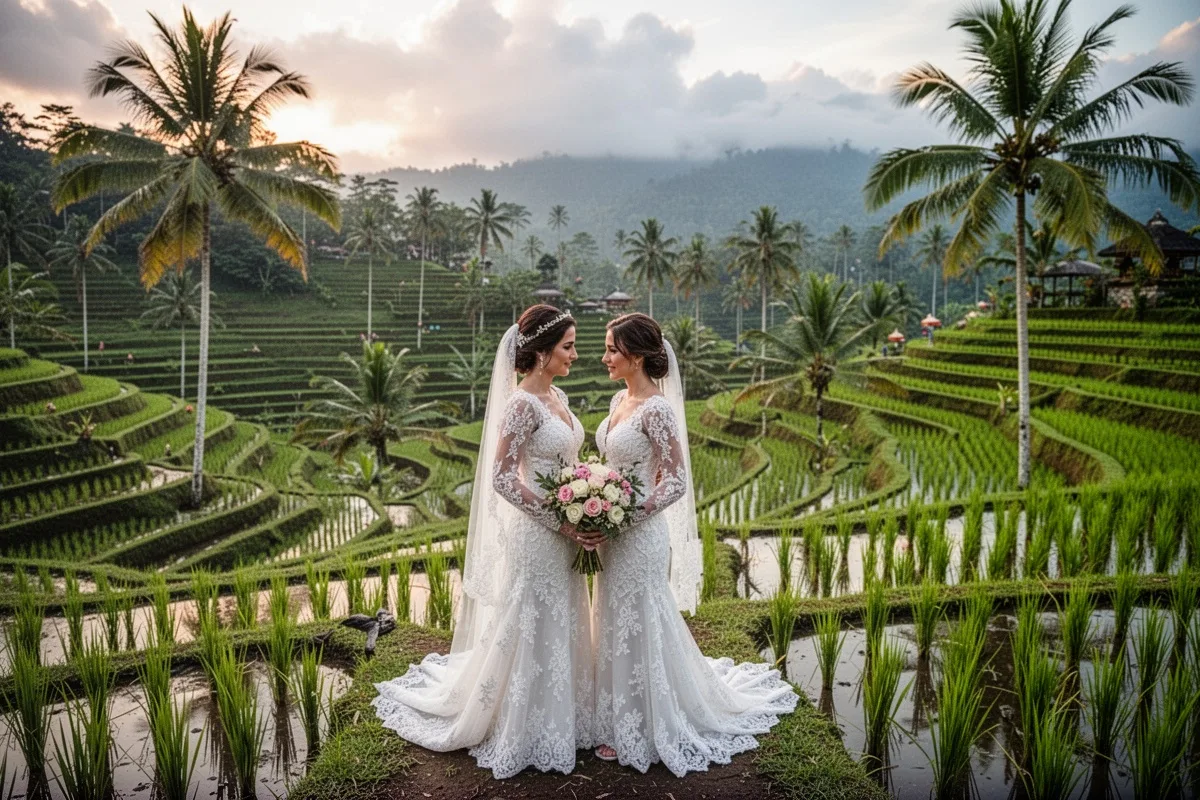Bali Indonesia honeymoon November rice terraces tropical romance
