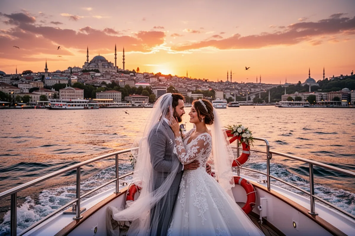 Istanbul Bosphorus sunset honeymoon romantic Turkish evening boat cruise